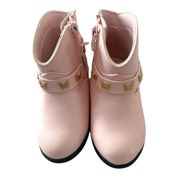 037 Cat & Jack Pink Kids Boots with Gold Butterfly Accents - Picture 6 of 8